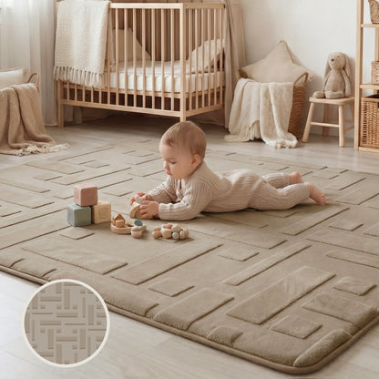 Classic Grid Faux Fur Jacquard Plush Play Mat