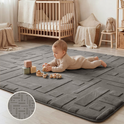 Classic Grid Faux Fur Jacquard Plush Play Mat
