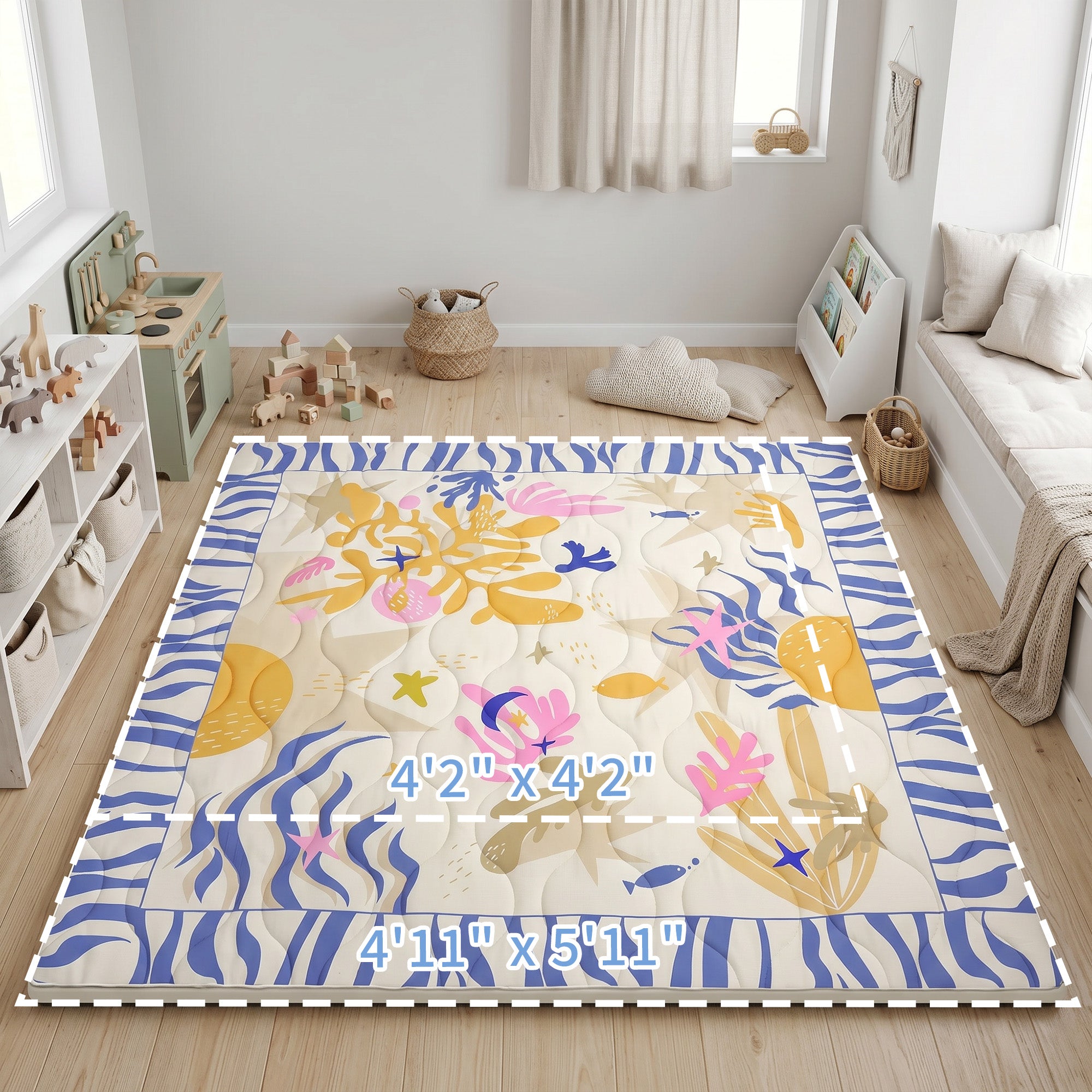 Quilted Comfort Baby Play Mat 1.5" Thick – Removable Cover, Non-Slip