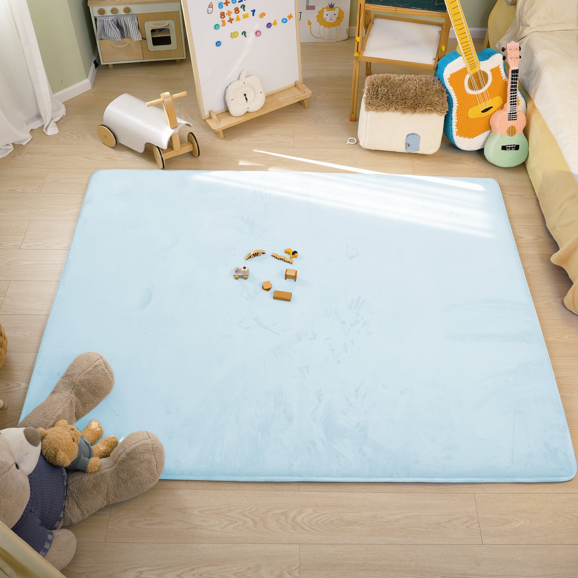 Plush Flannel Narrow-edge Baby Play Mat 1.5" Thick – Non-Slip, Splash Resistant