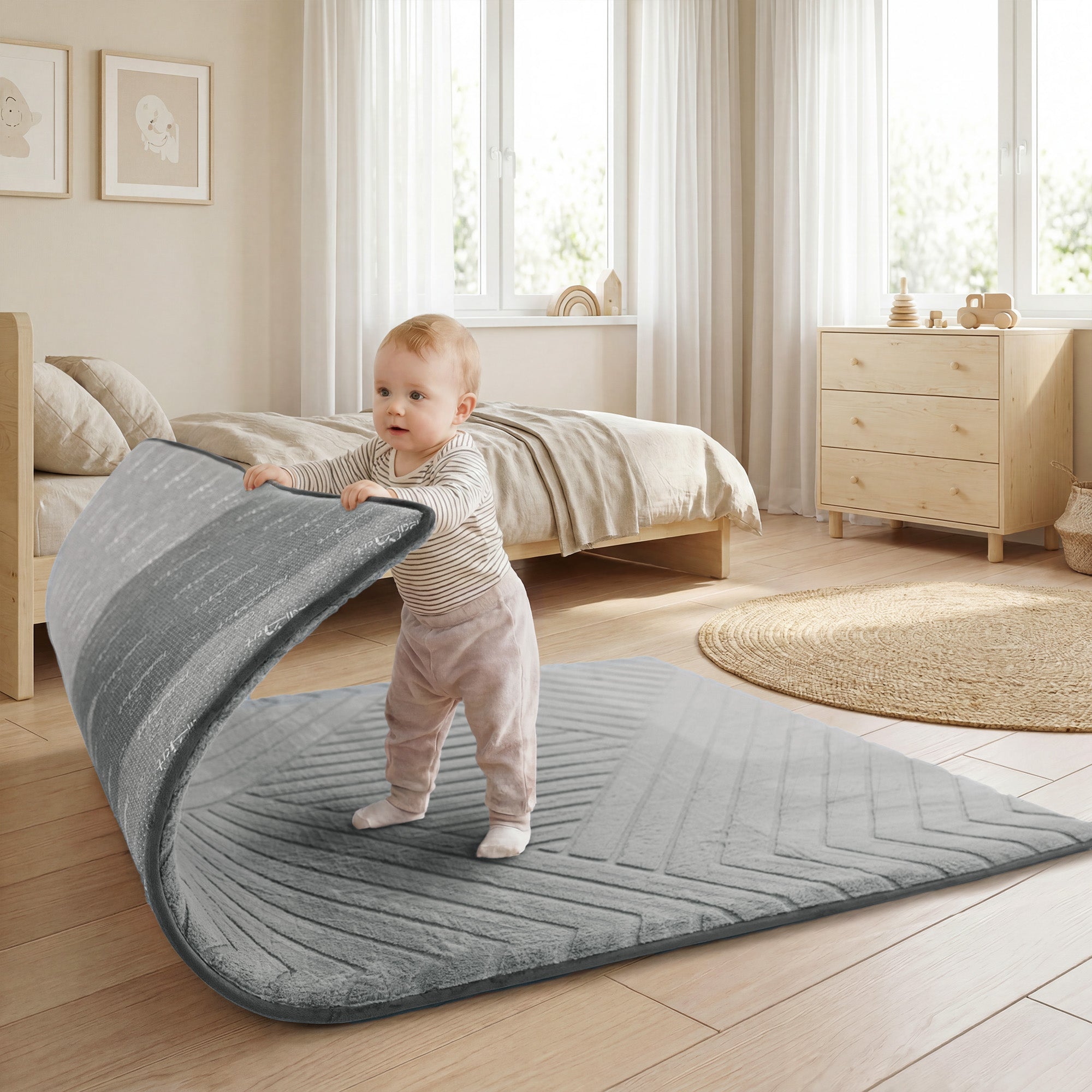 Diamond Weave Faux Fur Jacquard Plush Play Mat
