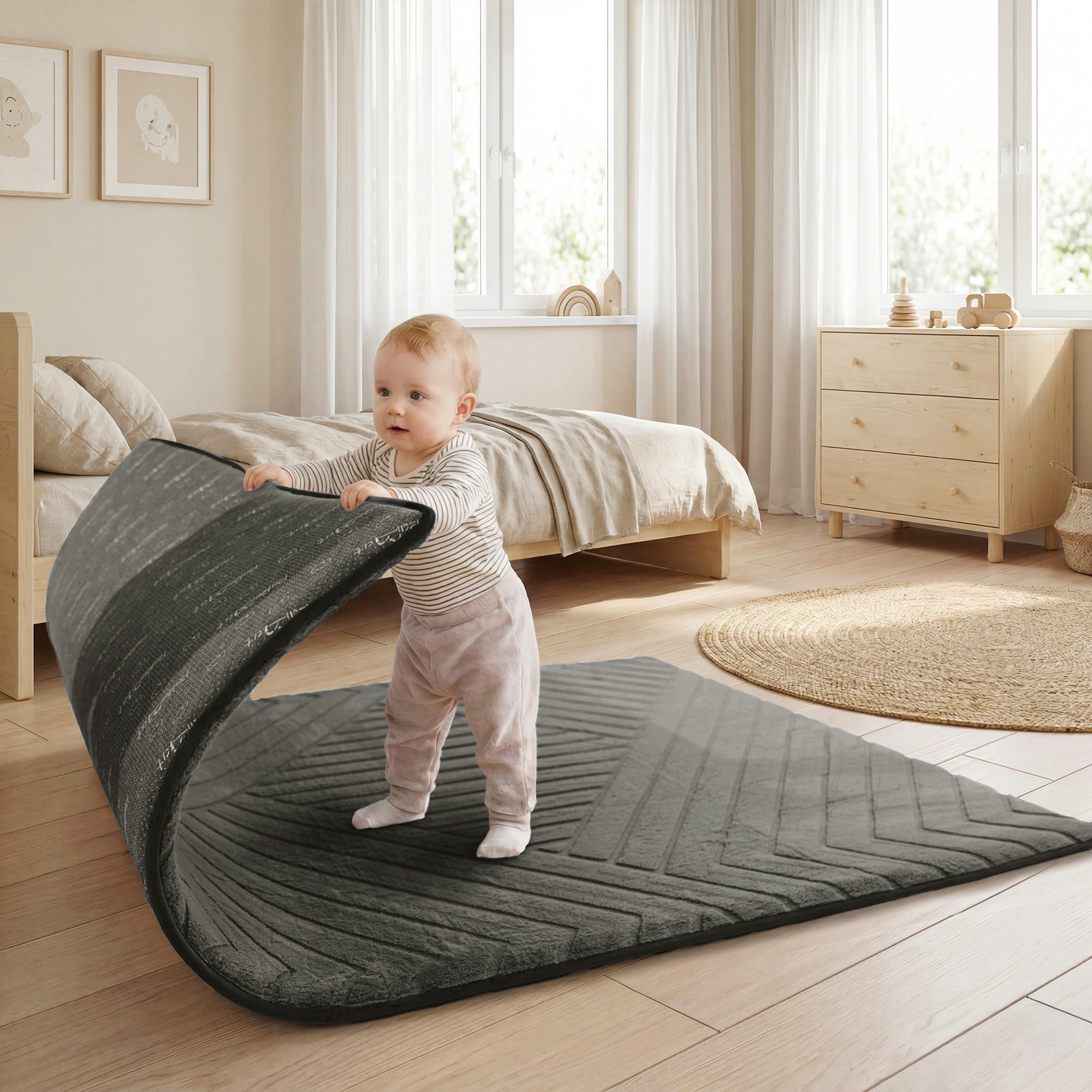 Diamond Weave Faux Fur Jacquard Plush Play Mat