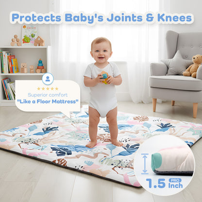 Quilted Comfort Baby Play Mat 1.5" Thick – Removable Cover, Non-Slip
