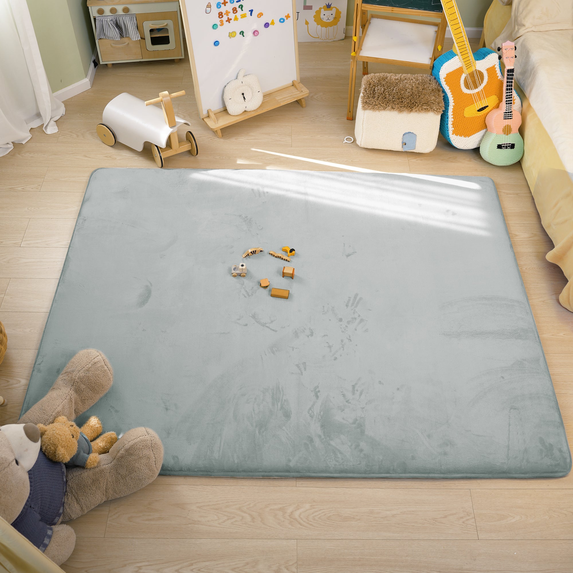 Plush Flannel Narrow-edge Baby Play Mat 1.5" Thick – Non-Slip, Splash Resistant