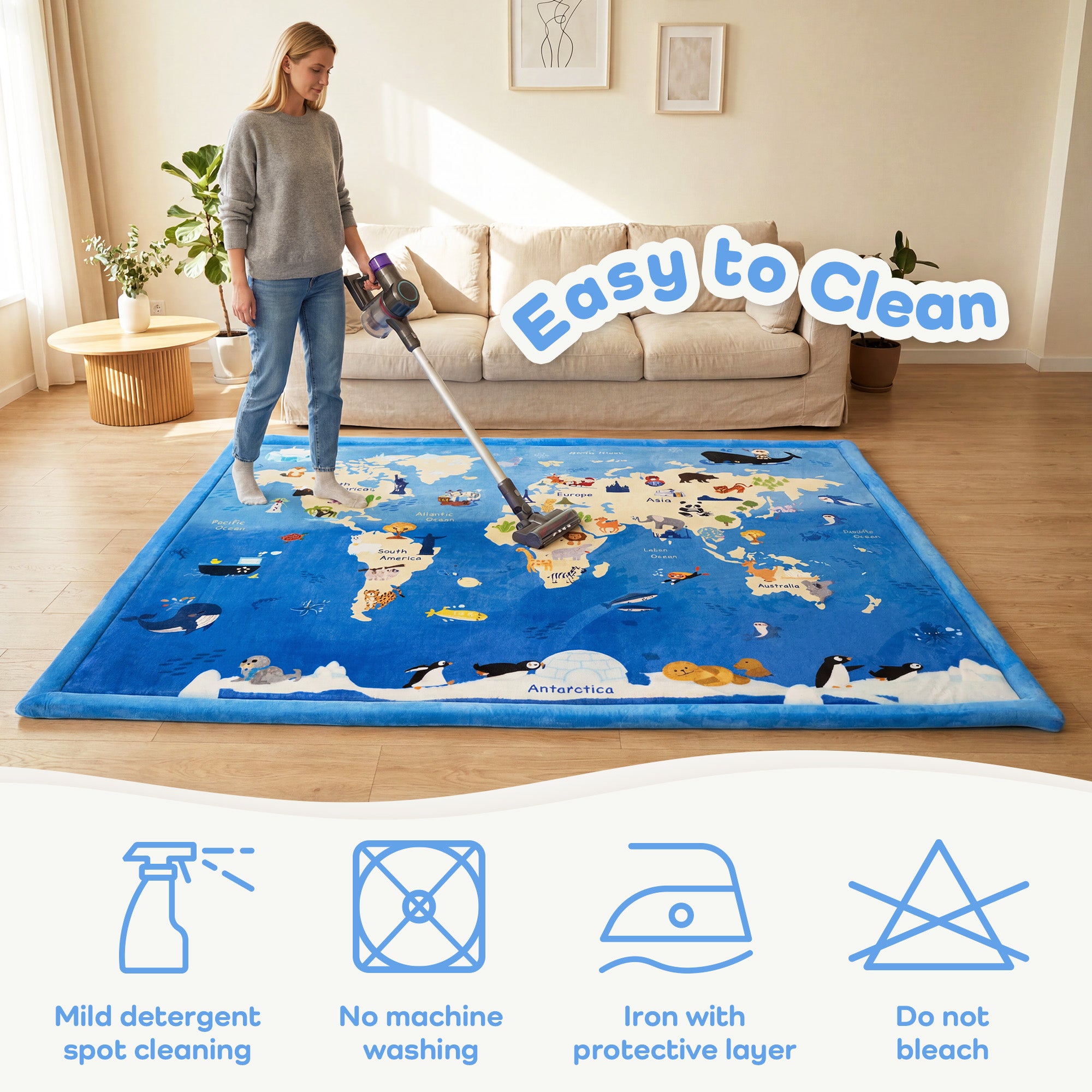 Whimsical Flannel Baby Play Mat 1.5" Thick – Non-Slip, Splash Resistant