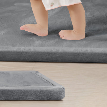 Plush Flannel Wide-edge Baby Play Mat 1.5" Thick – Non-Slip, Splash Resistant