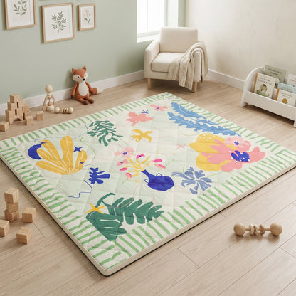 Quilted Comfort Baby Play Mat 1.5" Thick – Removable Cover, Non-Slip