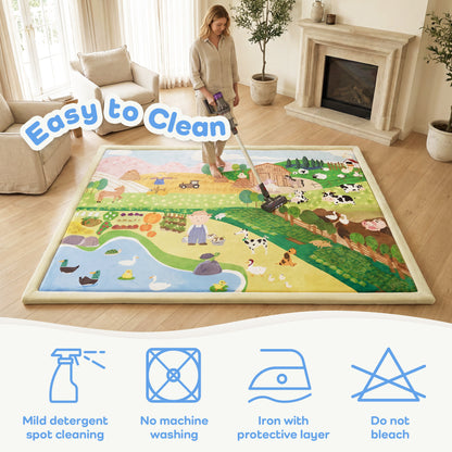 Whimsical Flannel Baby Play Mat 1.5" Thick – Non-Slip, Splash Resistant