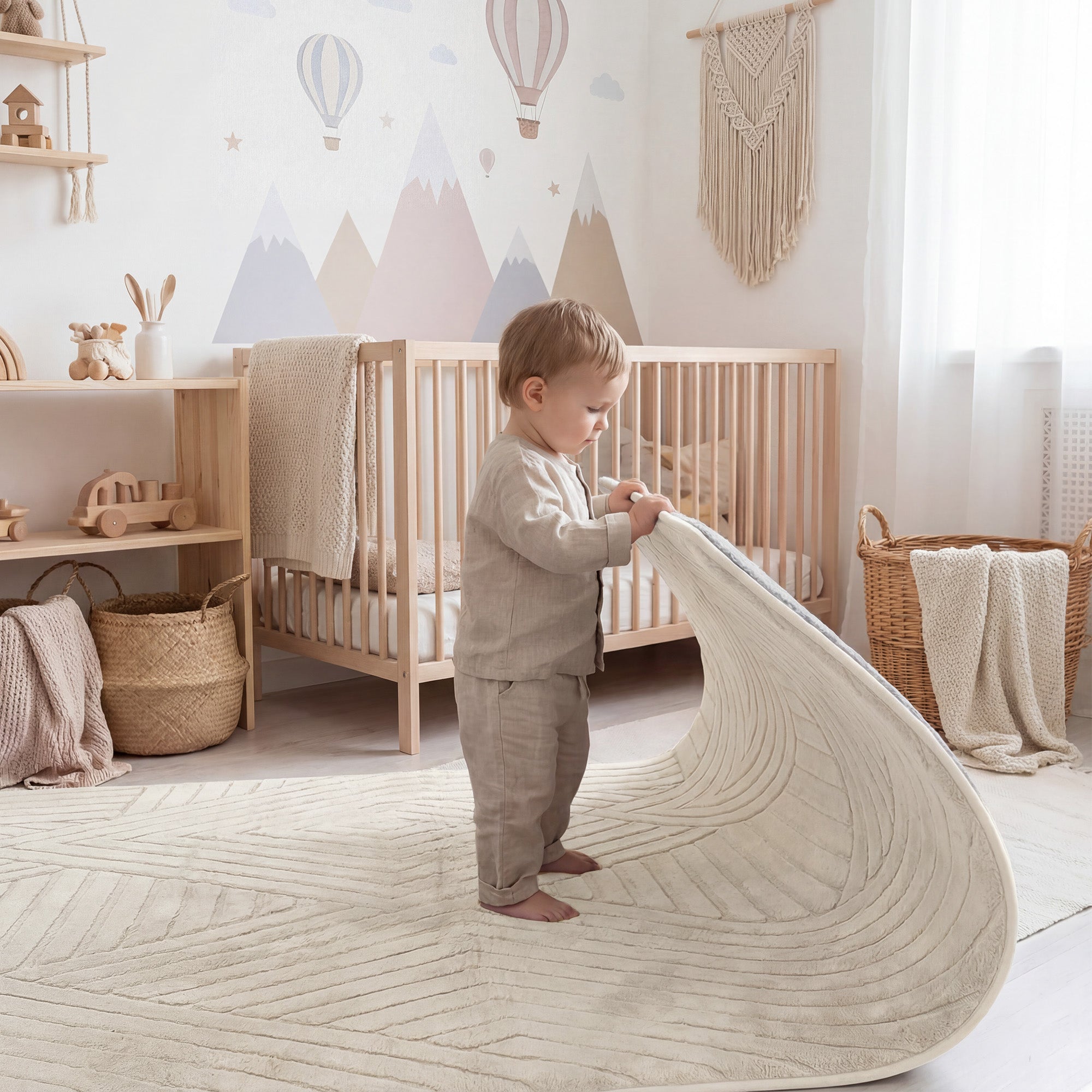 Diamond Weave Faux Fur Jacquard Plush Play Mat