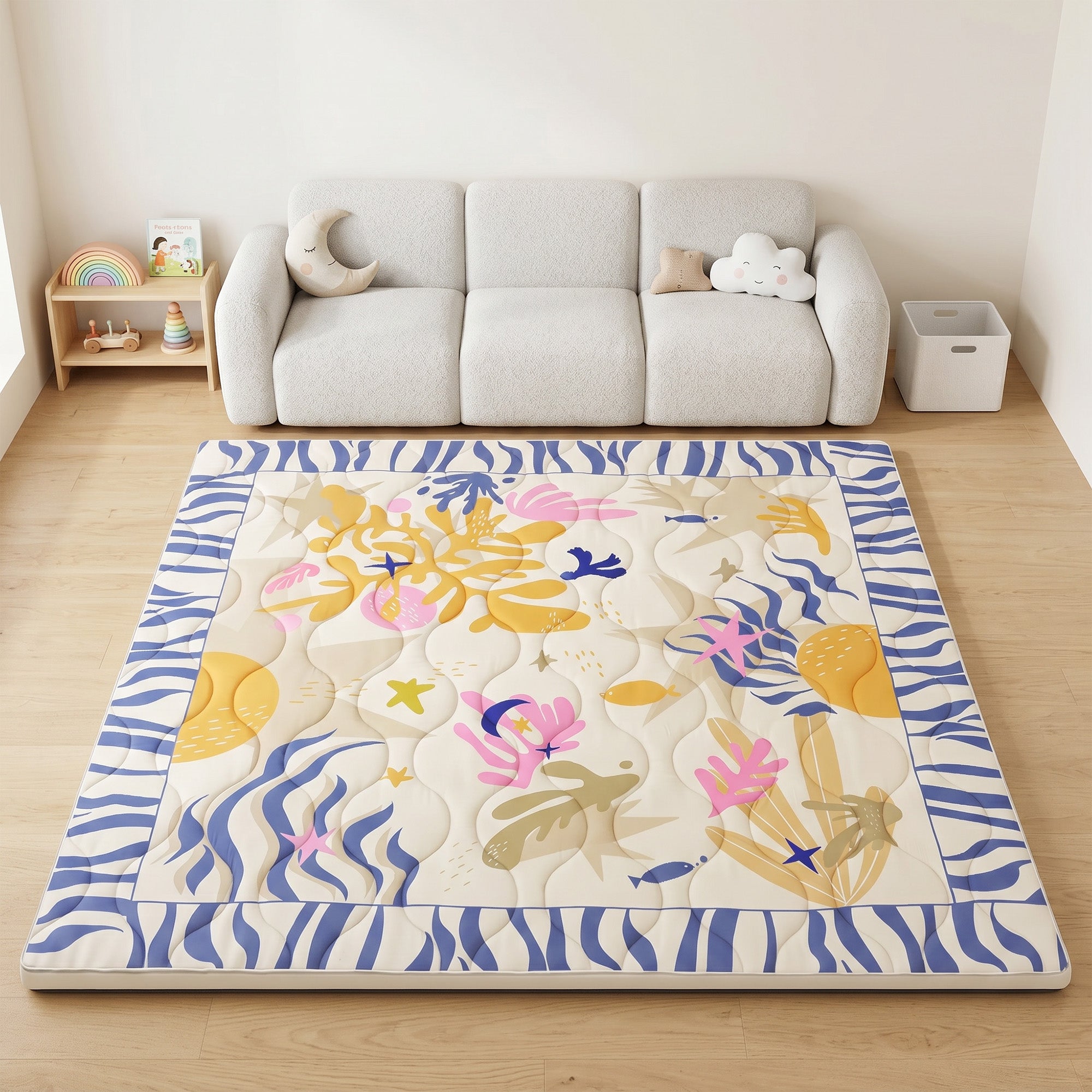 Quilted Comfort Baby Play Mat 1.5" Thick – Removable Cover, Non-Slip
