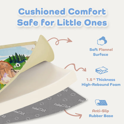 Whimsical Flannel Baby Play Mat 1.5" Thick – Non-Slip, Splash Resistant