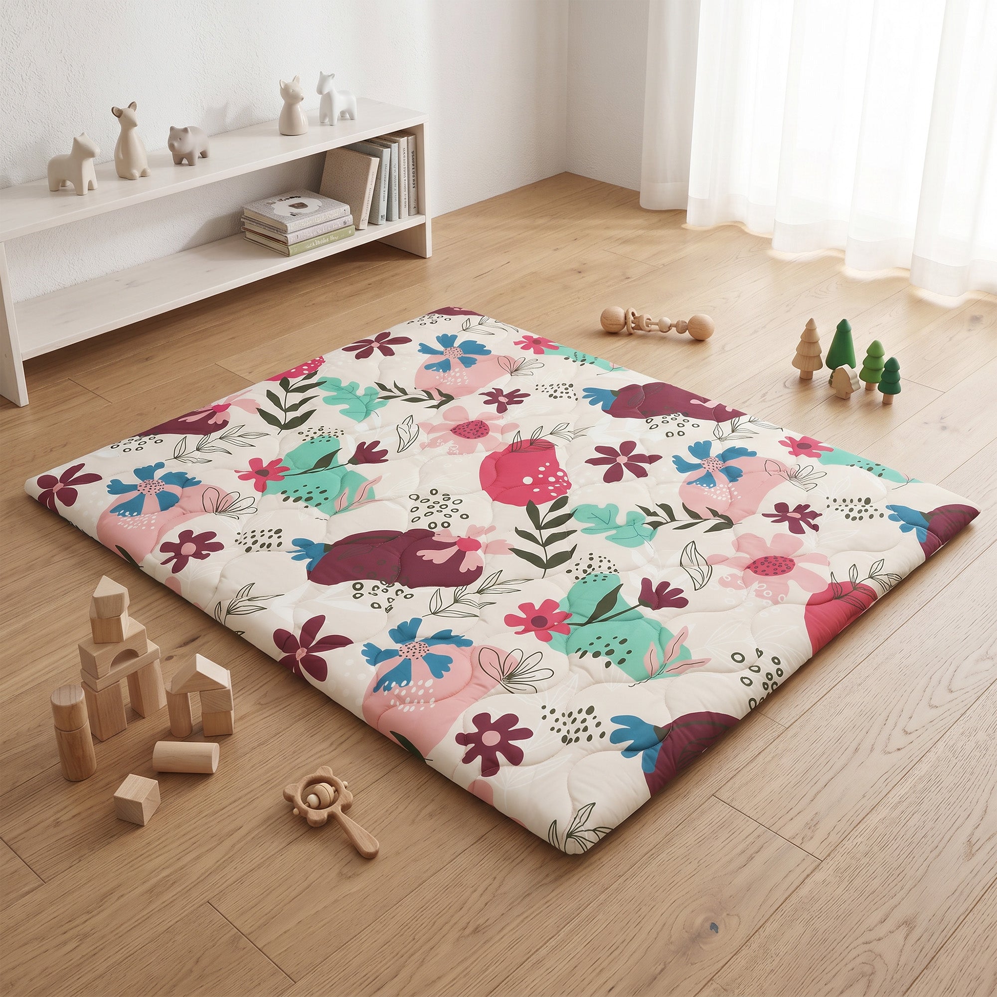Quilted Comfort Baby Play Mat 1.5" Thick – Removable Cover, Non-Slip