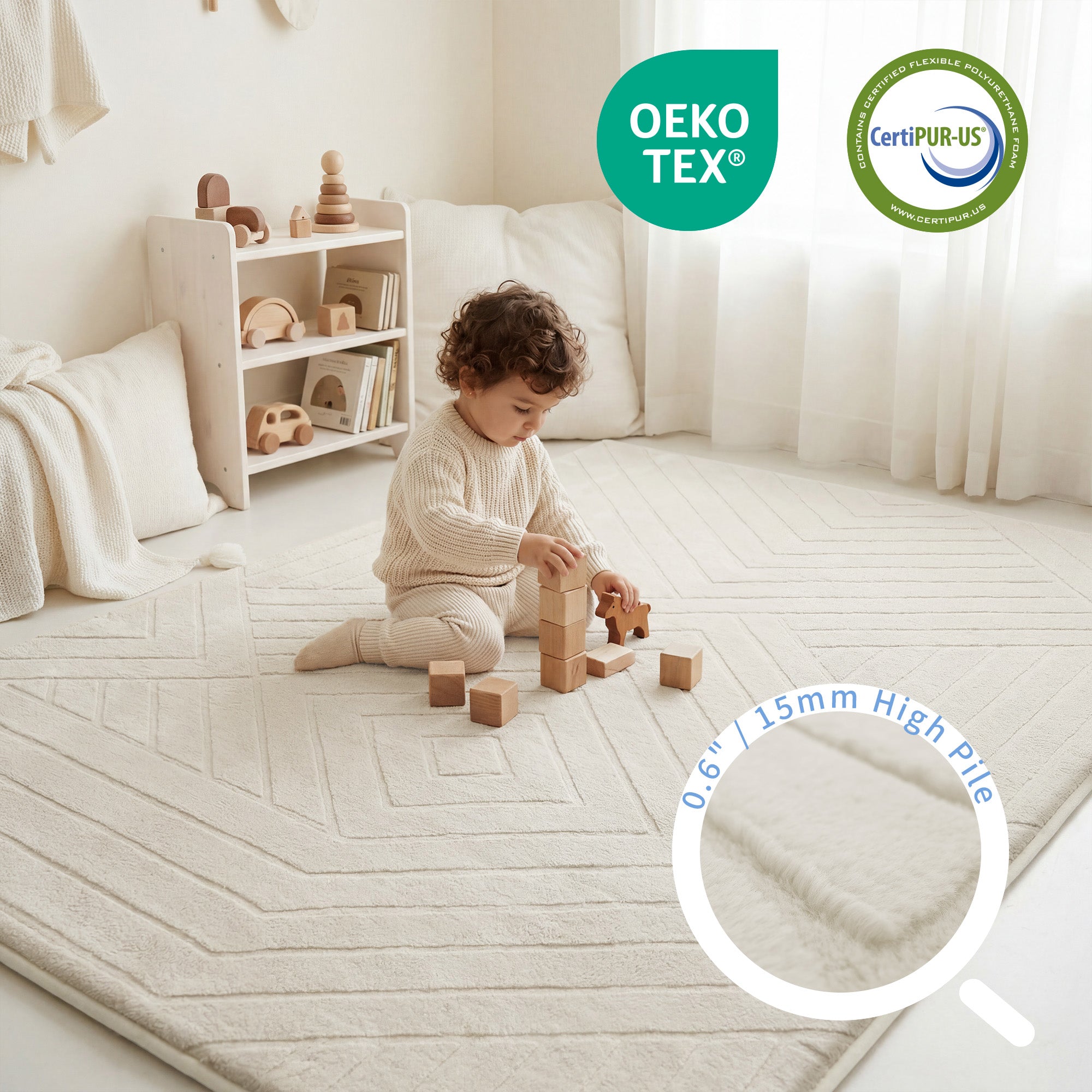 Diamond Weave Faux Fur Jacquard Plush Play Mat
