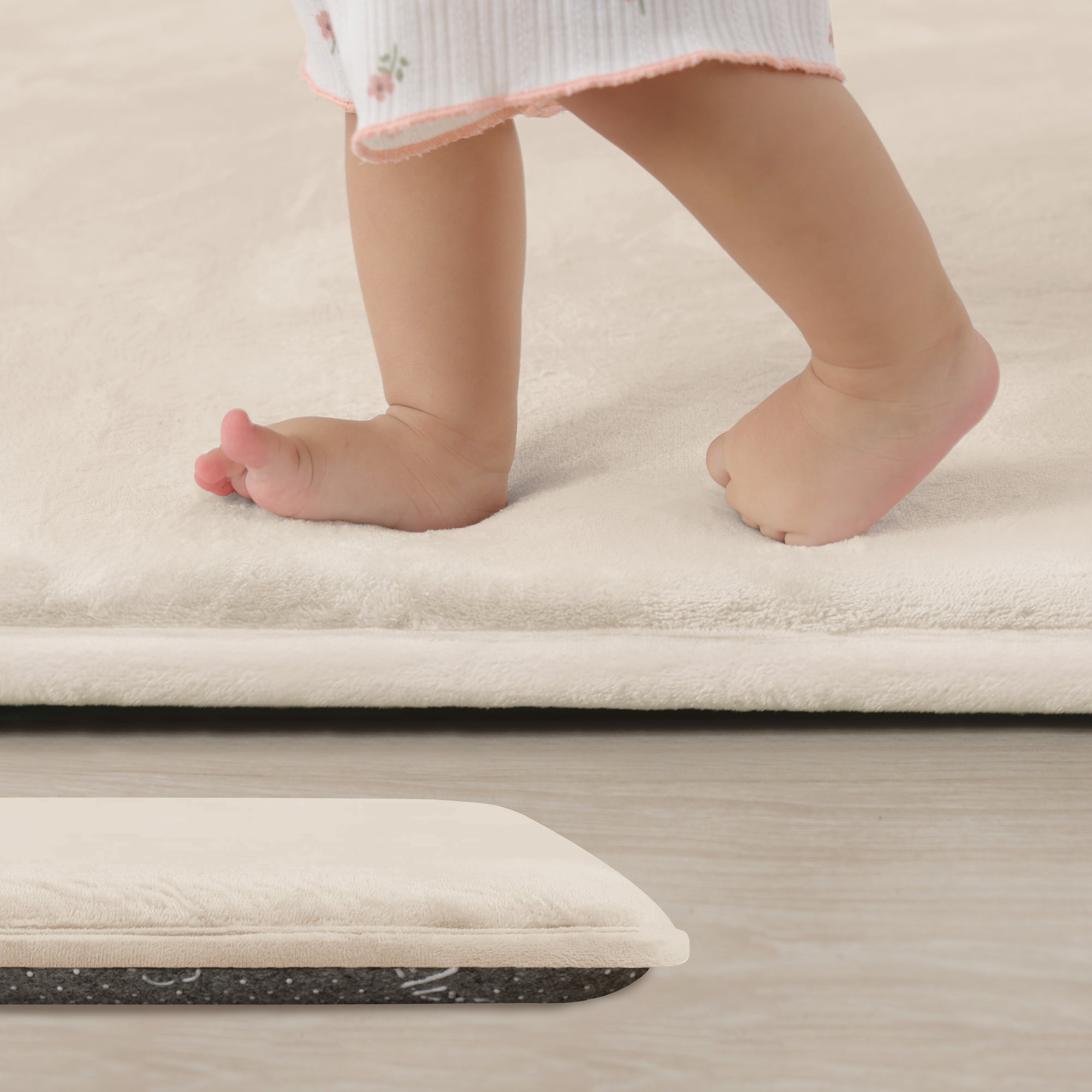 Plush Flannel Narrow-edge Baby Play Mat 1.5" Thick – Non-Slip, Splash Resistant