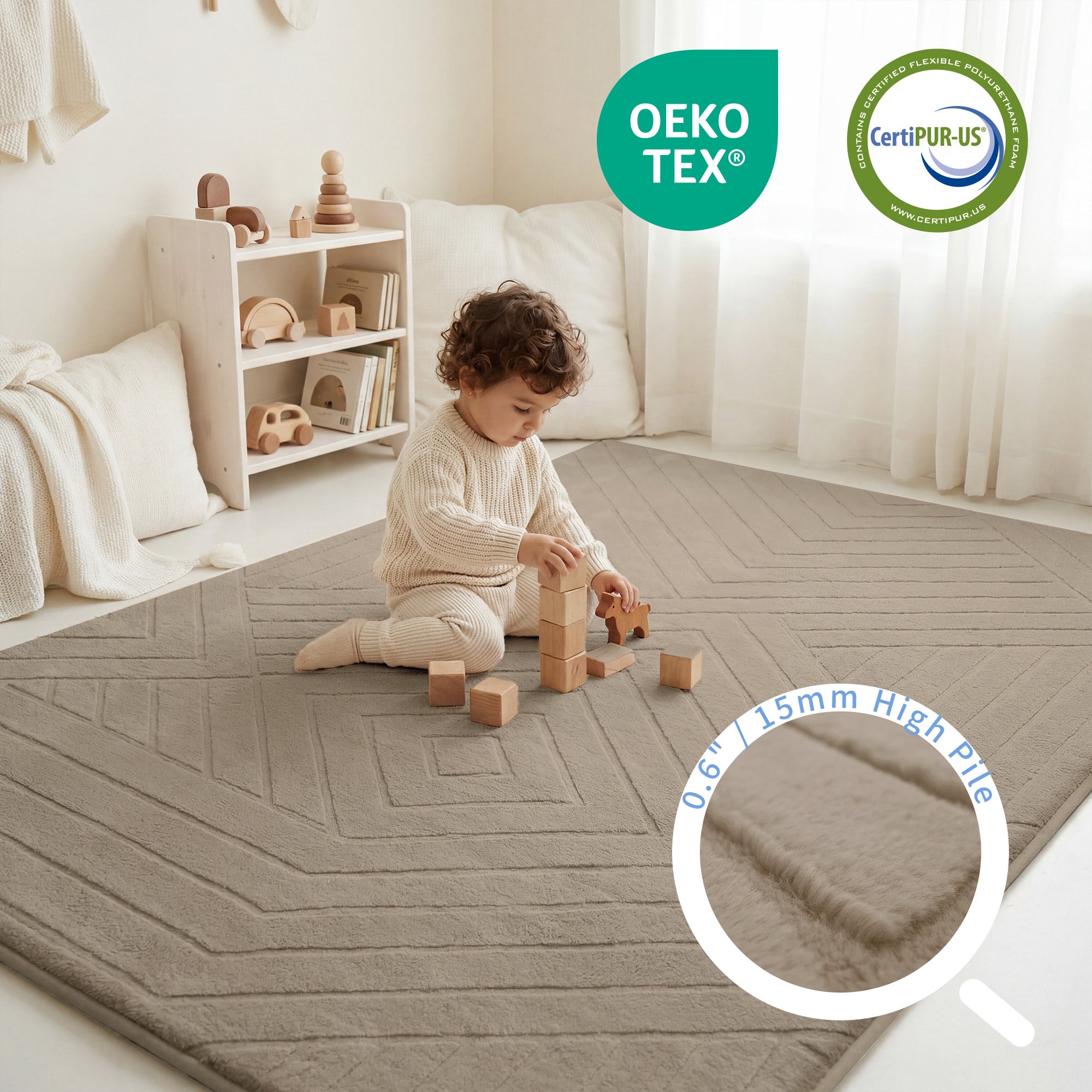Diamond Weave Faux Fur Jacquard Plush Play Mat