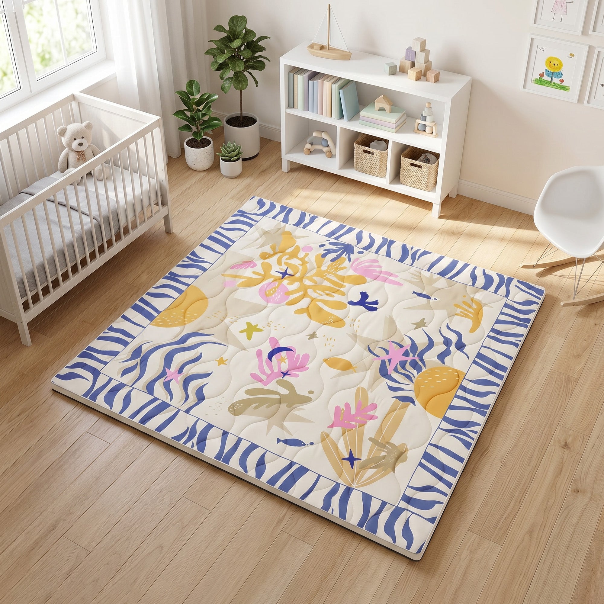 Quilted Comfort Baby Play Mat 1.5" Thick – Removable Cover, Non-Slip