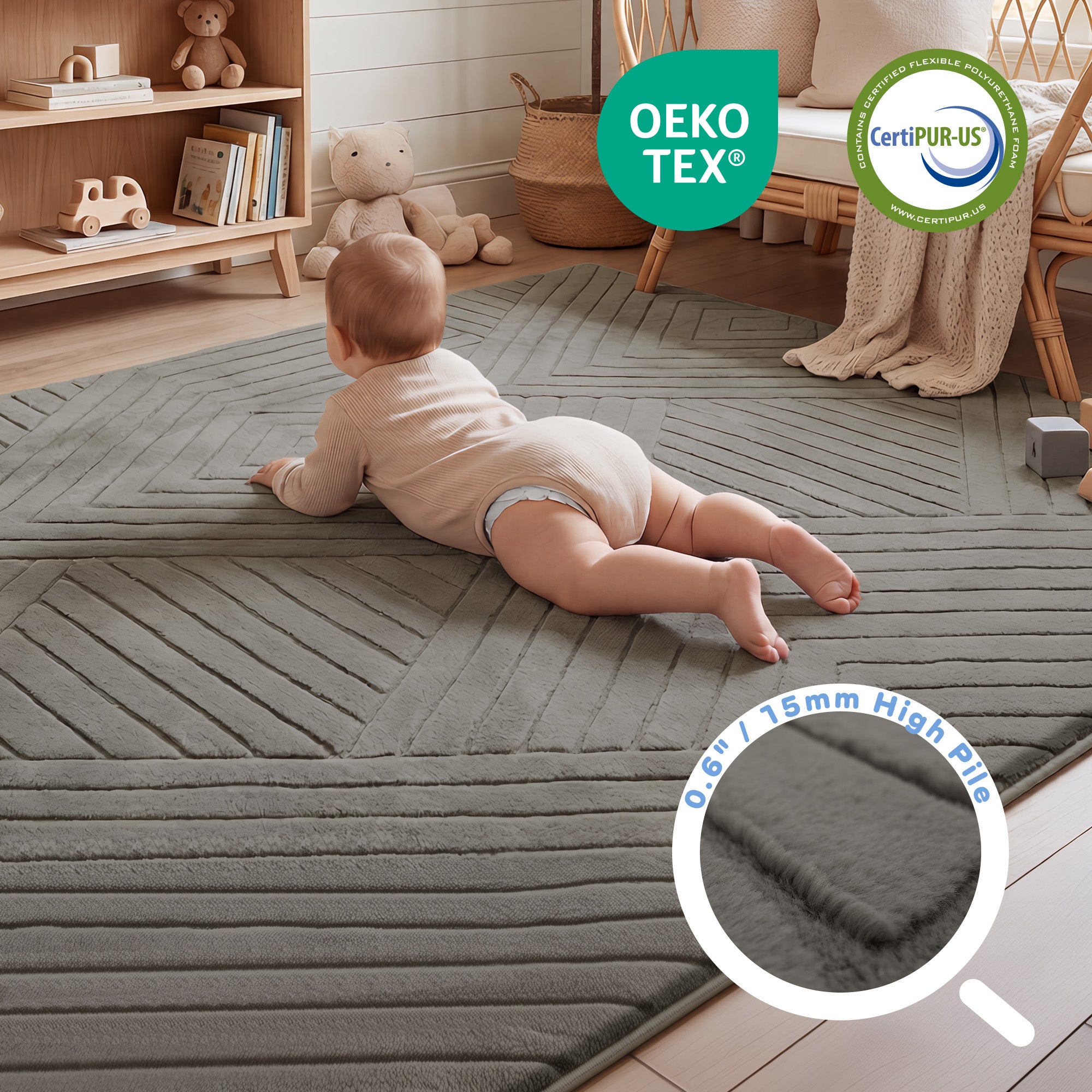 Diamond Weave Faux Fur Jacquard Plush Play Mat – PaPaMat