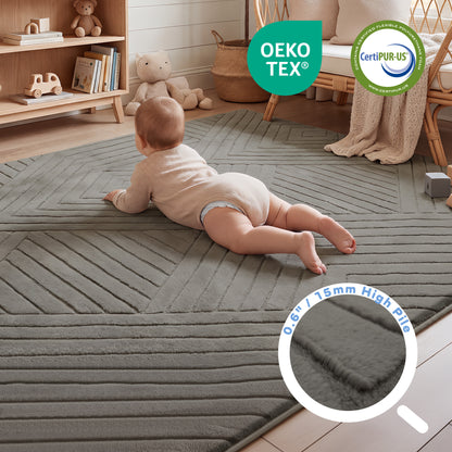 Diamond Weave Faux Fur Jacquard Plush Play Mat