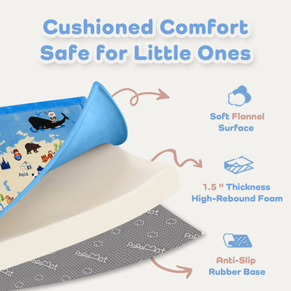 Whimsical Flannel Baby Play Mat 1.5" Thick – Non-Slip, Splash Resistant