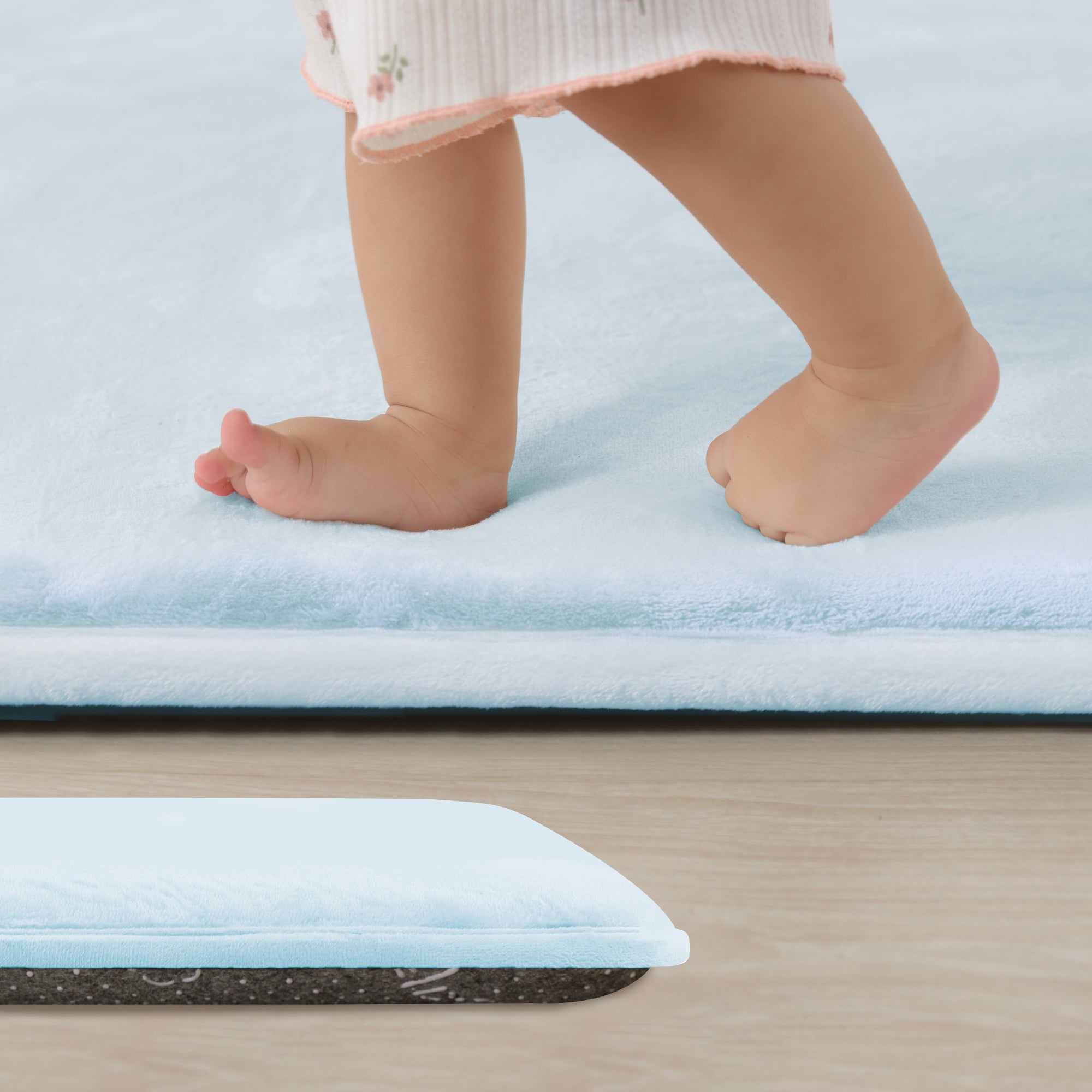 Plush Flannel Narrow-edge Baby Play Mat 1.5" Thick – Non-Slip, Splash Resistant