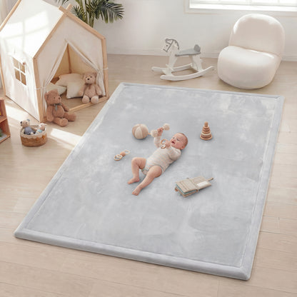 Plush Flannel Wide-edge Baby Play Mat 1.5" Thick – Non-Slip, Splash Resistant