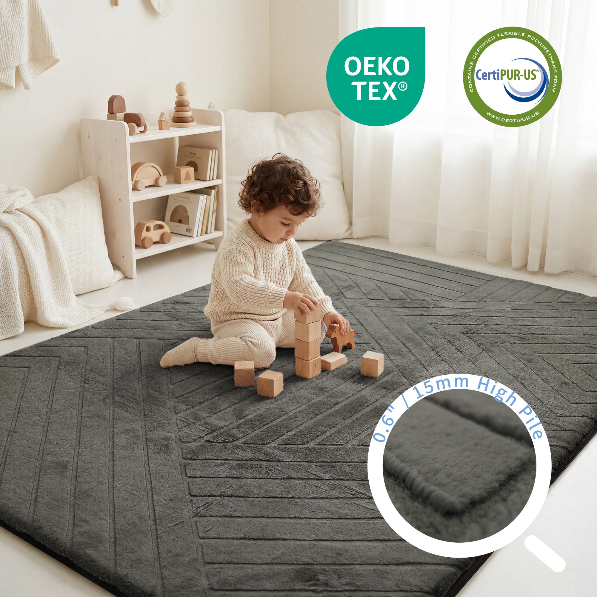 Diamond Weave Faux Fur Jacquard Plush Play Mat