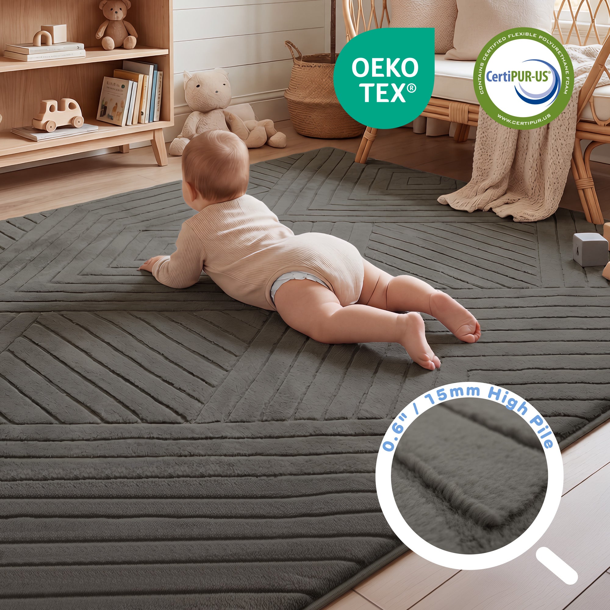 Diamond Weave Faux Fur Jacquard Plush Play Mat