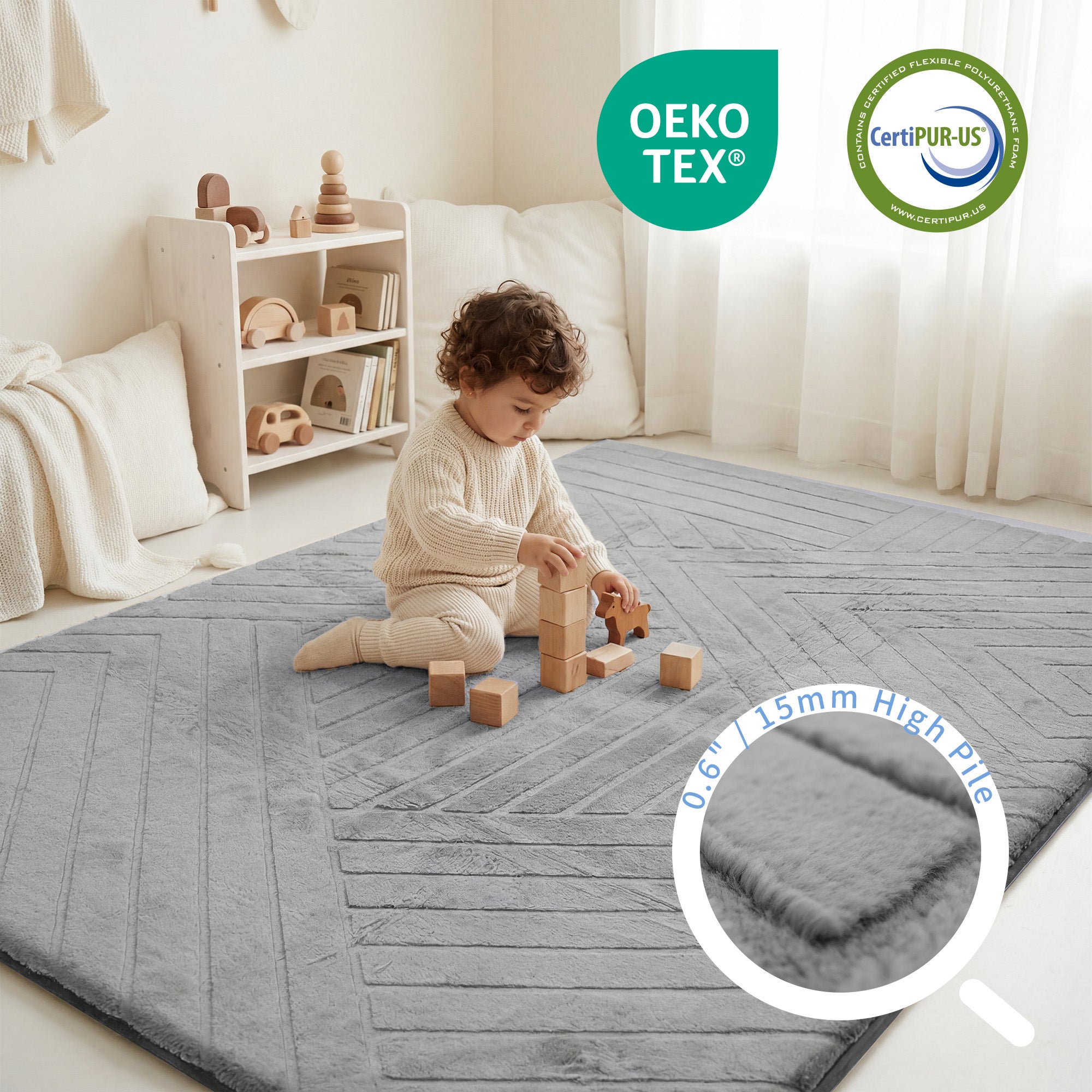 Diamond Weave Faux Fur Jacquard Plush Play Mat