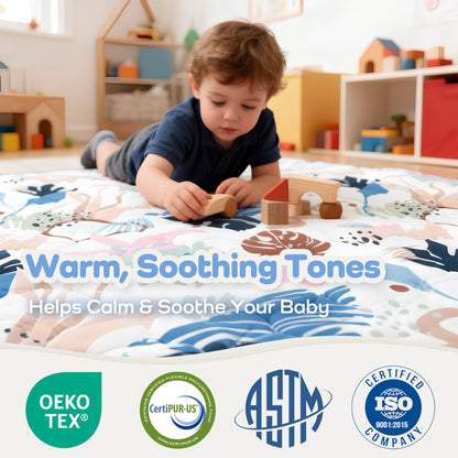 Quilted Comfort Baby Play Mat 1.5" Thick – Removable Cover, Non-Slip