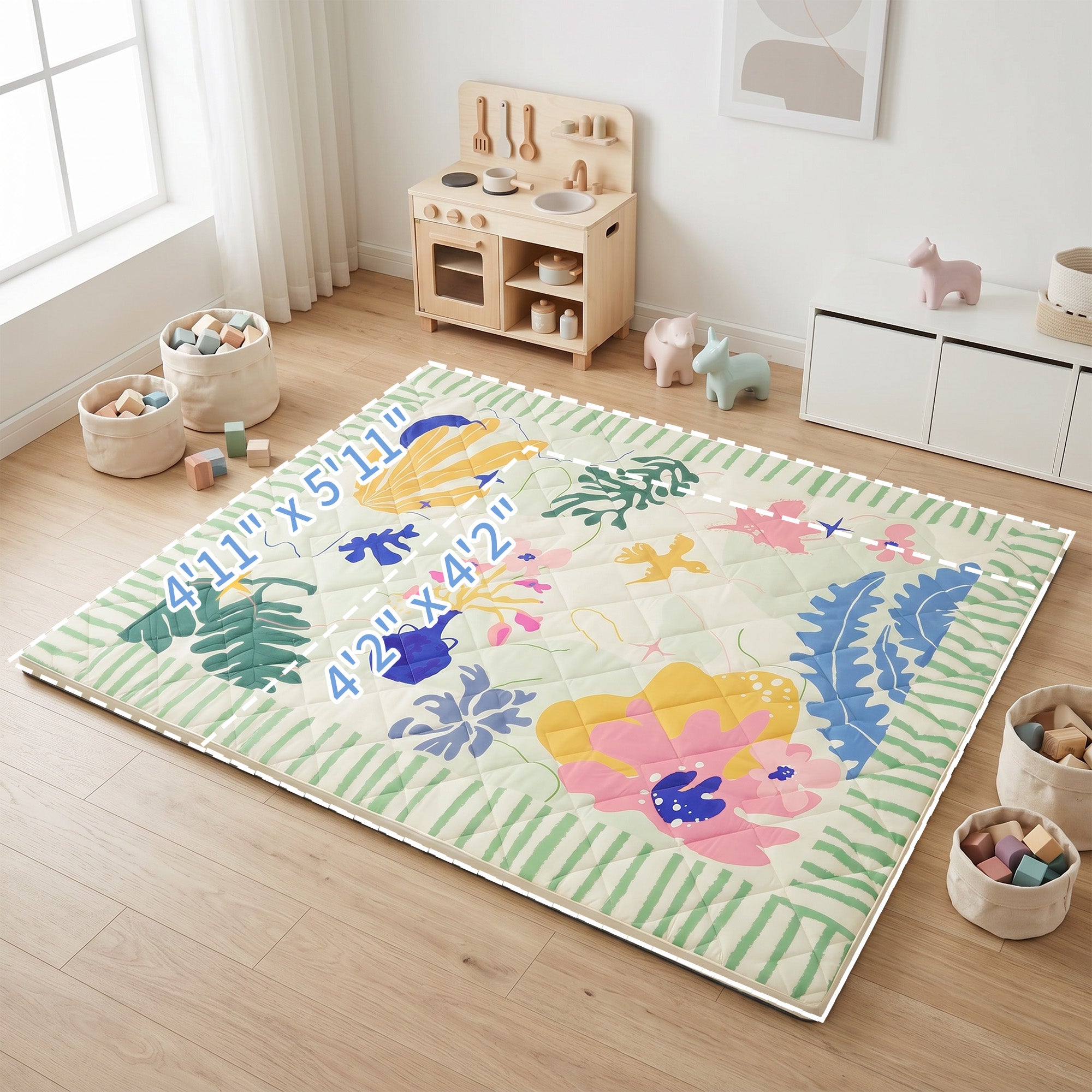 Quilted Comfort Baby Play Mat 1.5" Thick – Removable Cover, Non-Slip