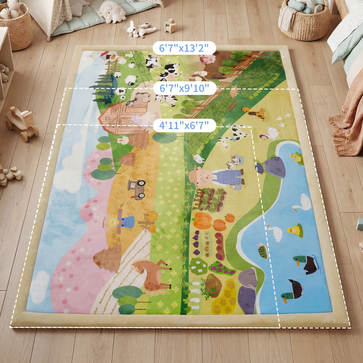 Discovery Flannel Baby Play Mat 1.5" Thick – Non-Slip, Splash Resistant