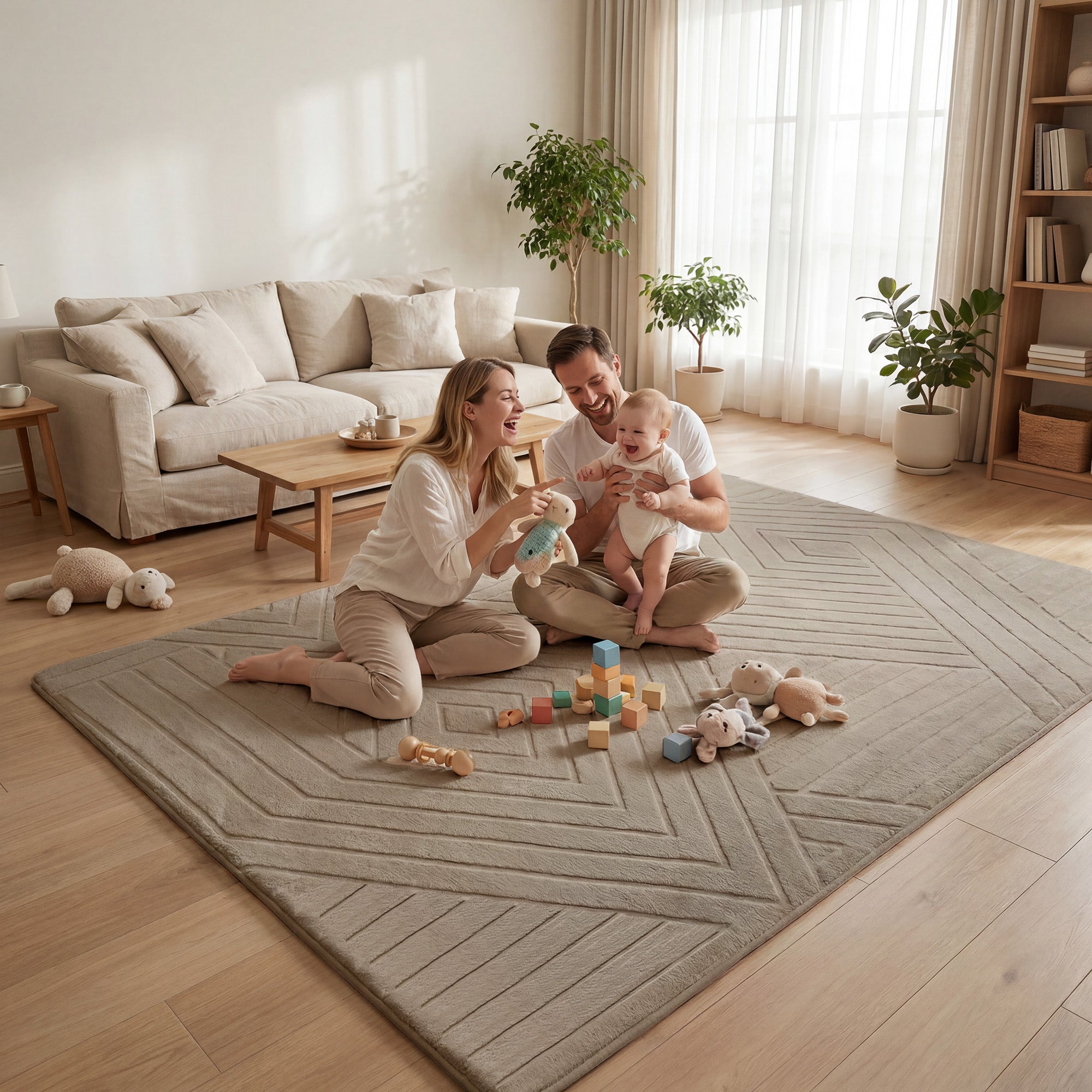 Diamond Weave Faux Fur Jacquard Plush Play Mat