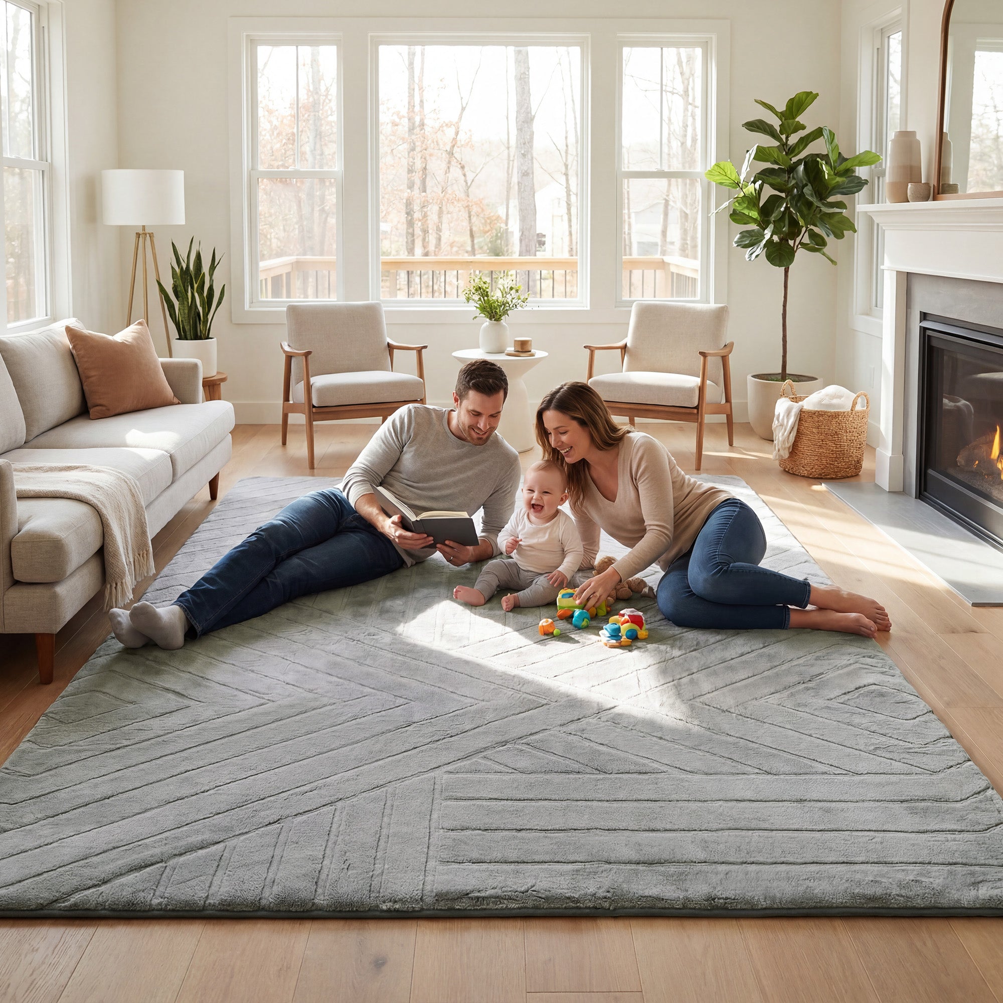 Diamond Weave Faux Fur Jacquard Plush Play Mat
