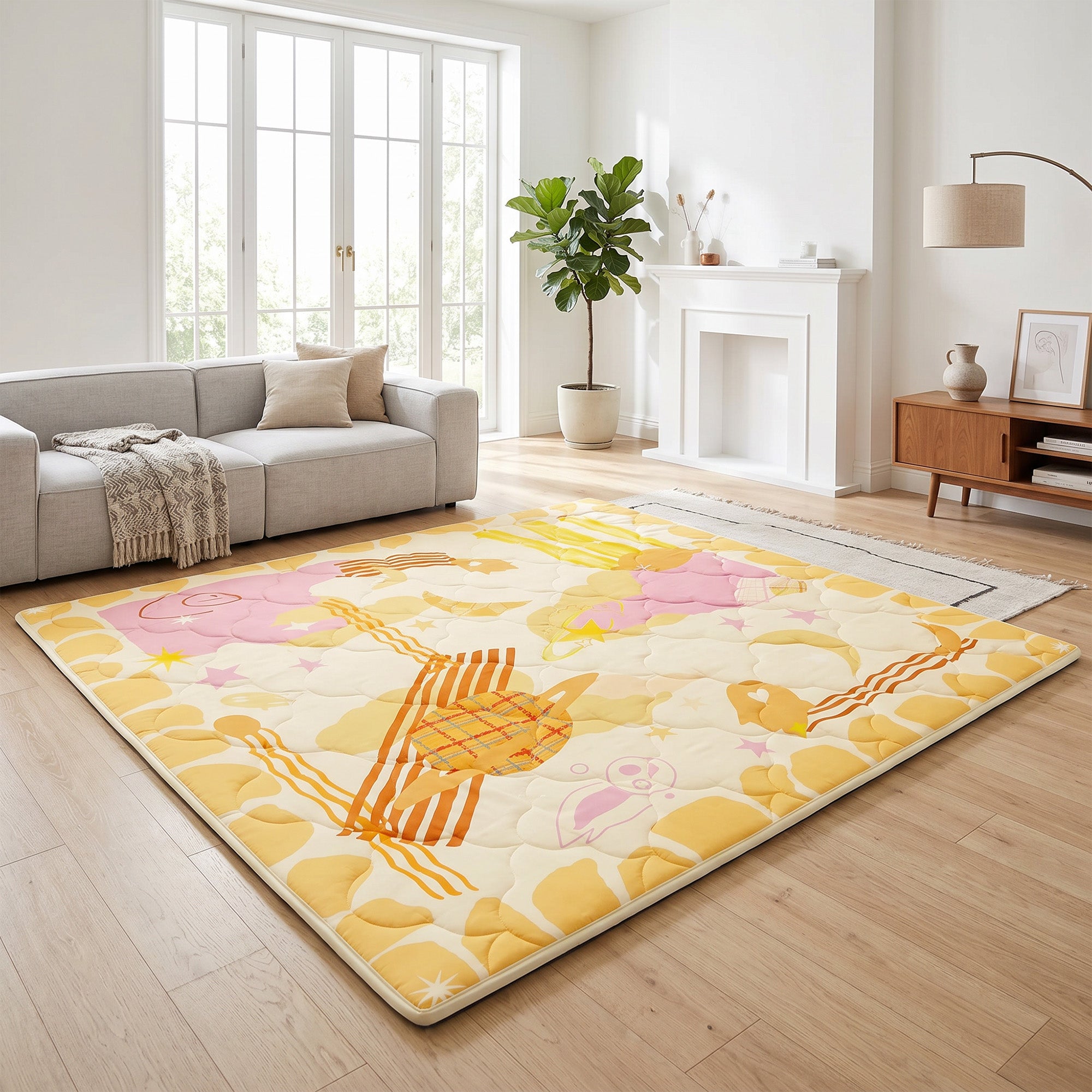 Quilted Comfort Baby Play Mat 1.5" Thick – Removable Cover, Non-Slip