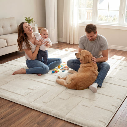 Classic Grid Faux Fur Jacquard Plush Play Mat