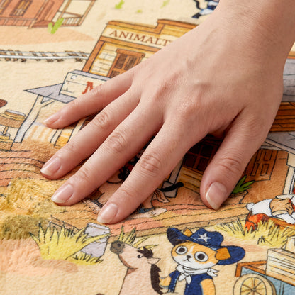 Whimsical Flannel Baby Play Mat 1.5" Thick – Non-Slip, Splash Resistant