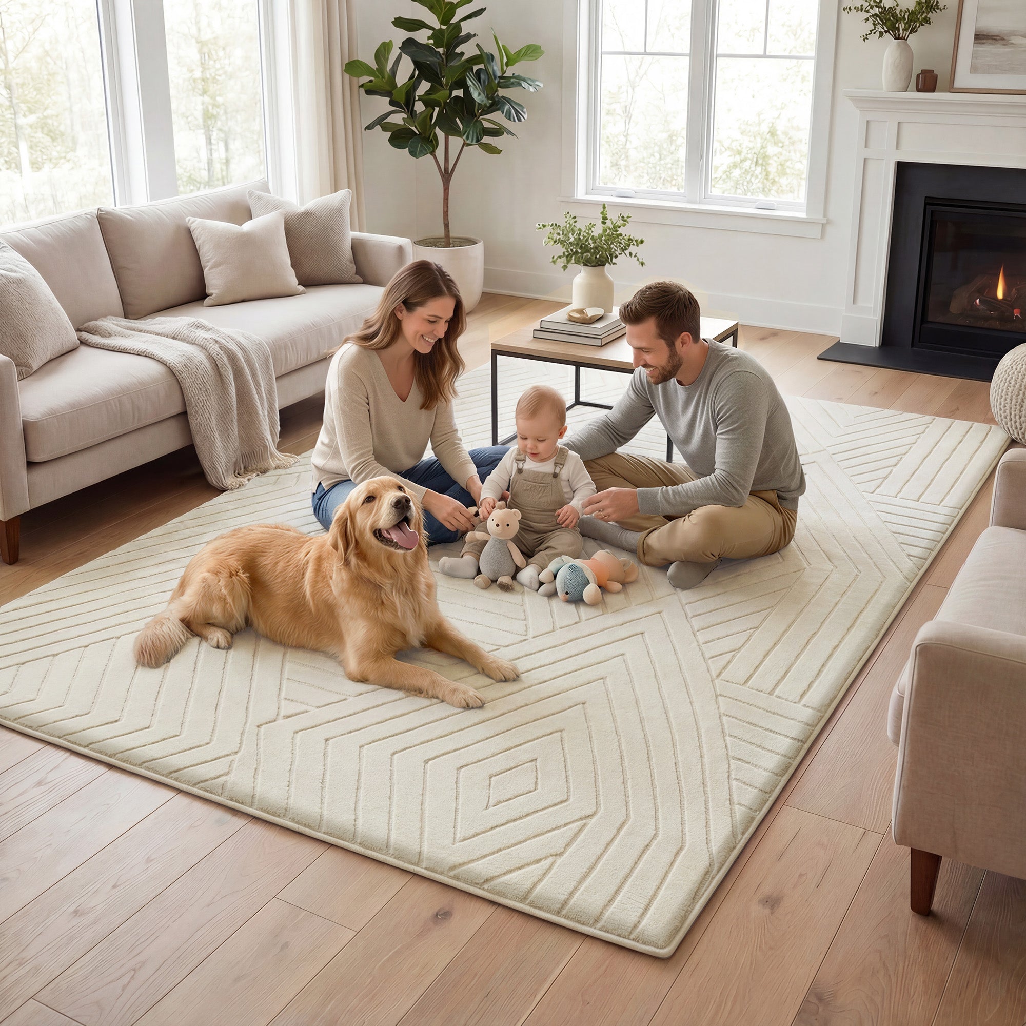 Diamond Weave Faux Fur Jacquard Plush Play Mat