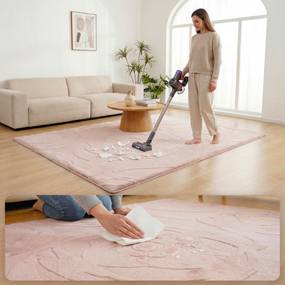 Rose Garden Faux Fur Jacquard Plush Play Mat