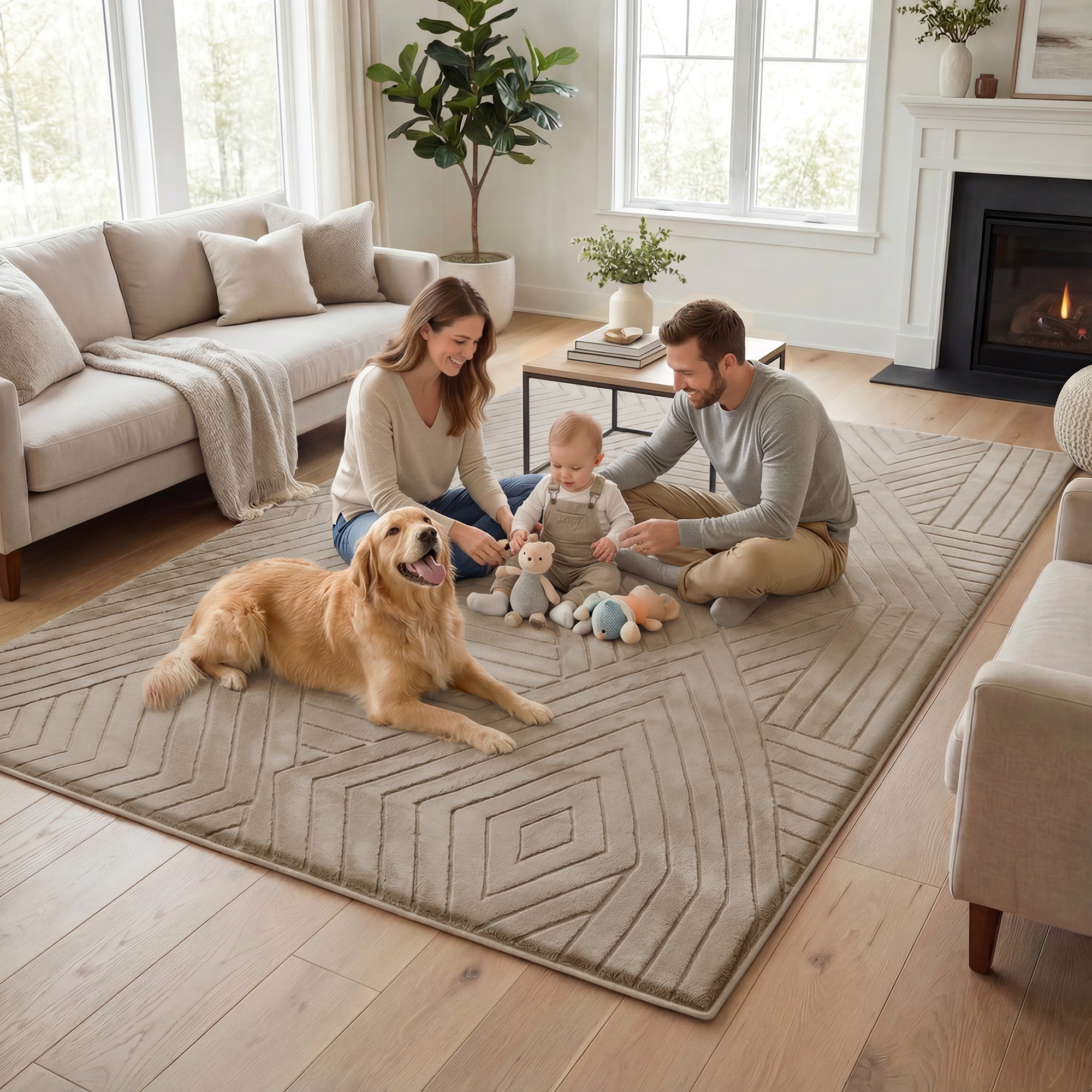 Diamond Weave Faux Fur Jacquard Plush Play Mat