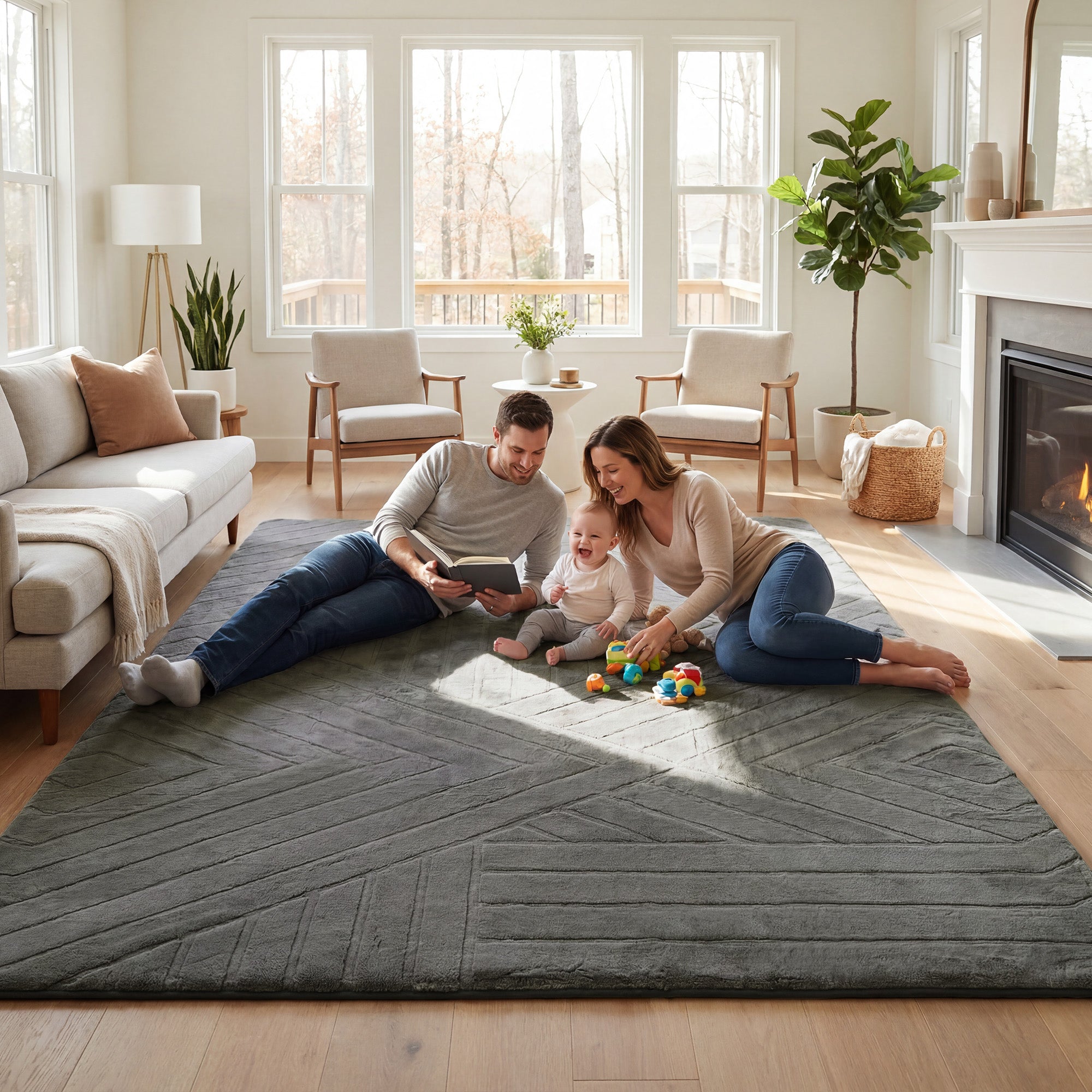 Diamond Weave Faux Fur Jacquard Plush Play Mat