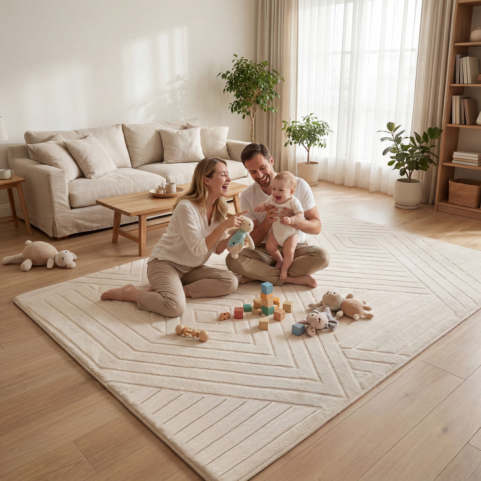 Diamond Weave Faux Fur Jacquard Plush Play Mat