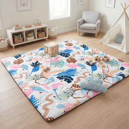 Quilted Comfort Baby Play Mat 1.5" Thick – Removable Cover, Non-Slip
