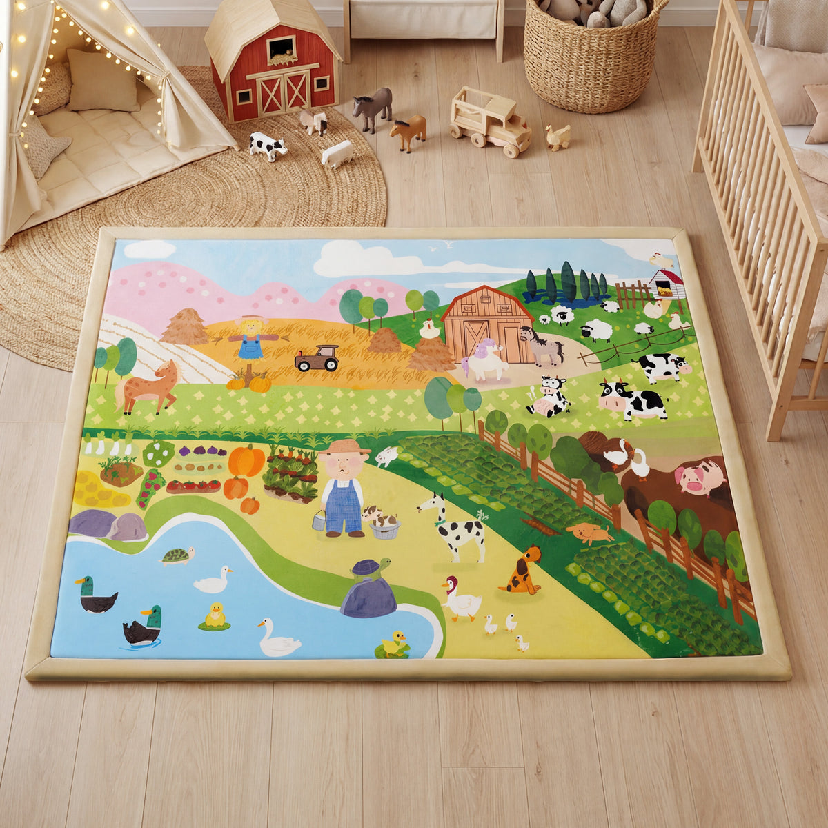 Discovery Flannel Baby Play Mat 1.5" Thick – Non-Slip, Splash Resistant