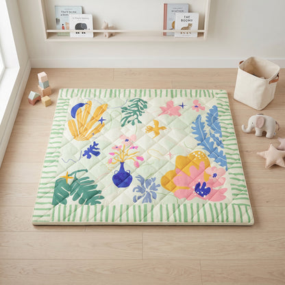 Quilted Comfort Baby Play Mat 1.5" Thick – Removable Cover, Non-Slip