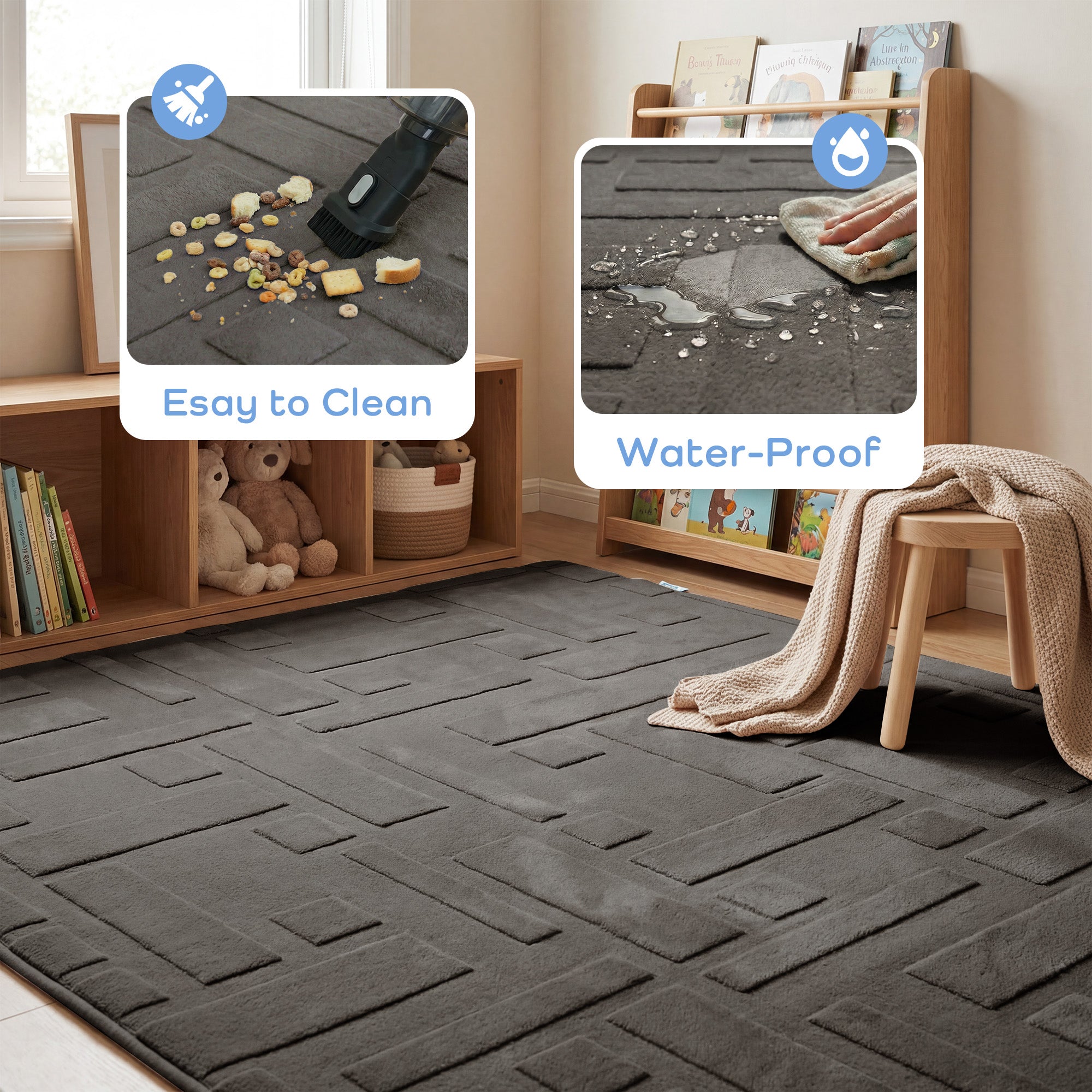 Classic Grid Faux Fur Jacquard Plush Play Mat