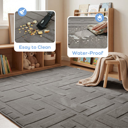Classic Grid Faux Fur Jacquard Plush Play Mat