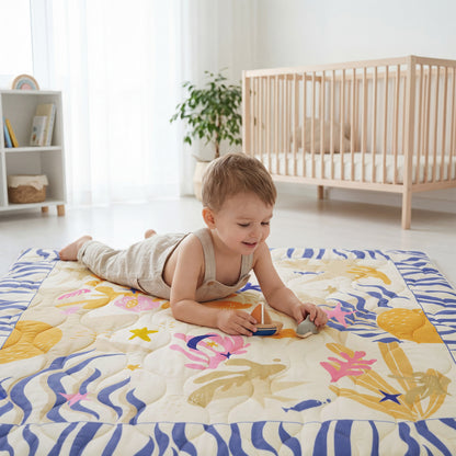 Quilted Comfort Baby Play Mat 1.5" Thick – Removable Cover, Non-Slip