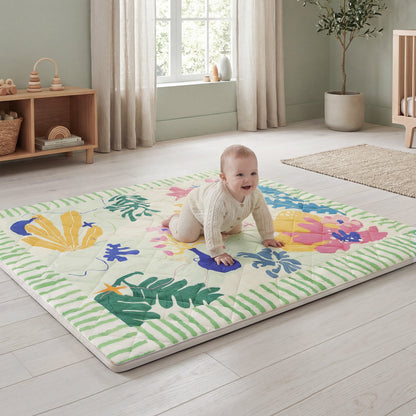 Quilted Comfort Baby Play Mat 1.5" Thick – Removable Cover, Non-Slip