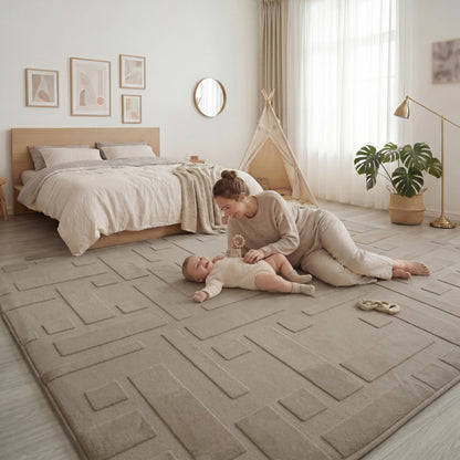 Classic Grid Faux Fur Jacquard Plush Play Mat