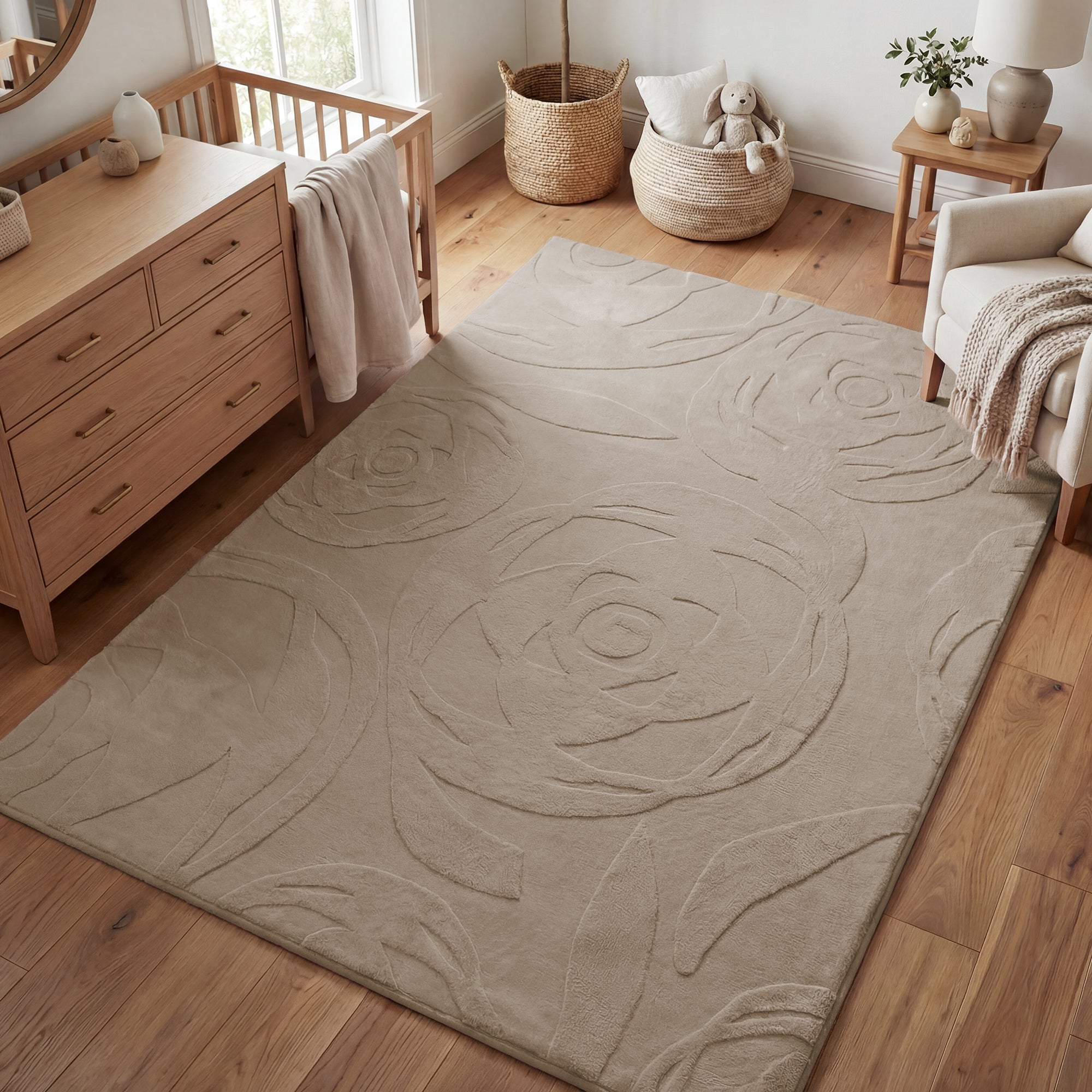 Rose Garden Faux Fur Jacquard Plush Play Mat
